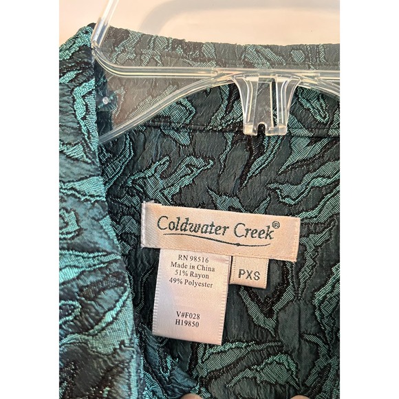 Coldwater Creek Ladies Textured long sleeved shirt Size PXS Petite Blue with Blk - Picture 2 of 3
